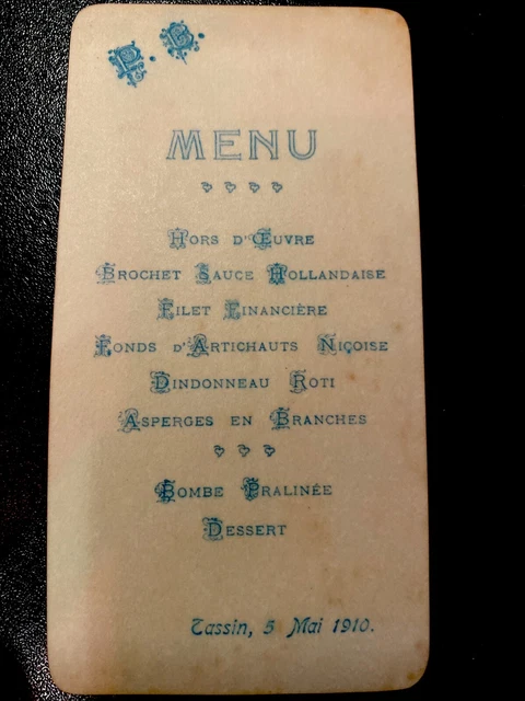 Menus - RARE ET ANCIEN MENU 1926 HOTEL METROPOLE HYERES