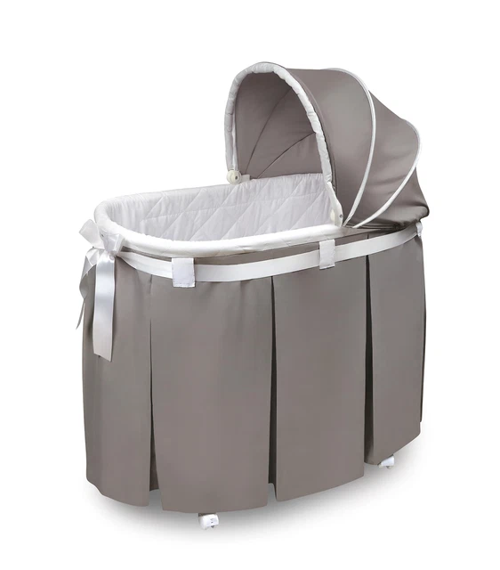 Wishes Oval Bassinet - Full Length Skirt - Gray Bedding Wishes Oval Bassinet - Full Length Skirt - Gray Bedding