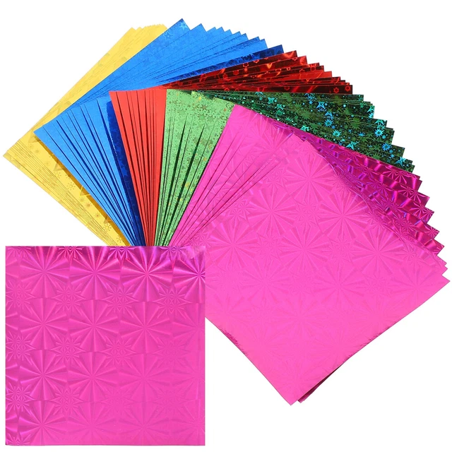 URROMA Carta per origami glitterata, 100 pezzi, lucida, quadrata, pieghevole, colorata, per origami a mano, accessori artistici fai da te, 15 cm