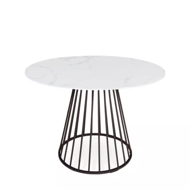 Dining Table with Black Legs White Marble Effect Table 100cm/120cm Matt Finish