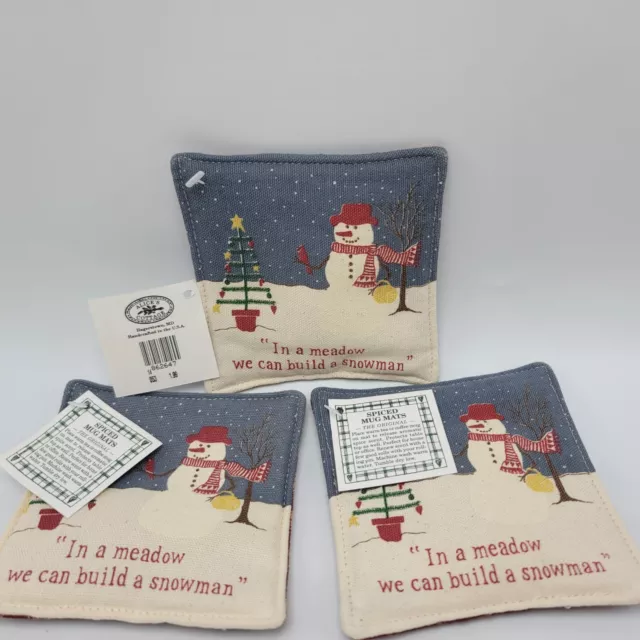 Spiced Mug Mat Cotton Coaster 3 Meadow Snowman Winter Christmas Alices Cottage