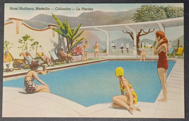 Hotel Nutibara Medellin Columbia Servicio de Te Postcard, Vintage Unused