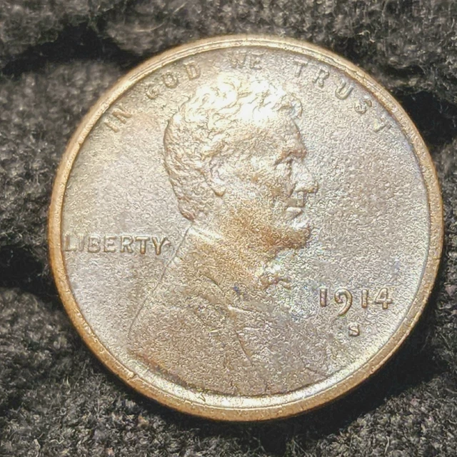 1914-S Lincoln Wheat Cent UNC DETAILS $$ Rare SHARP WHEATS