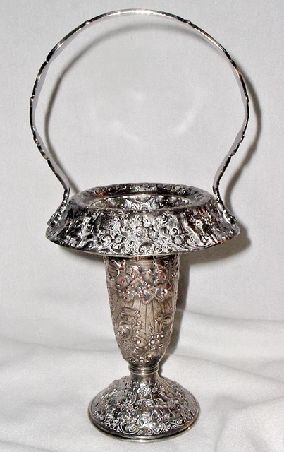 1890s Barbour Silver Co. 99% Repousse BRIDE'S BASKET 3732 Silver Plate 12.5"