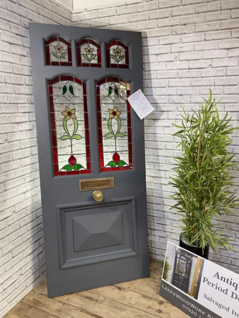 PERIOD VICTORIAN DOOR - FRONT ENTRANCE ANTIQUE RECLAIMED - Stunning Leaded Glass
