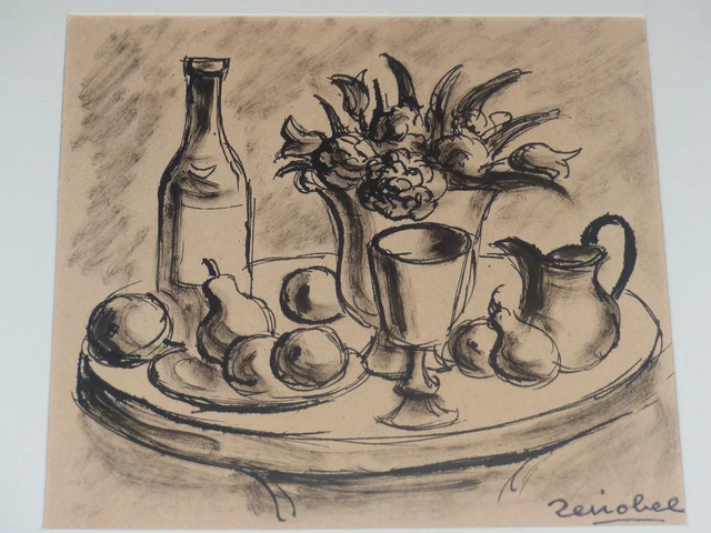 Dessin Original Signé Henri Laffillée "Chimère Phénicienne" - Encre, Thème Architecture, Collection De Luynes