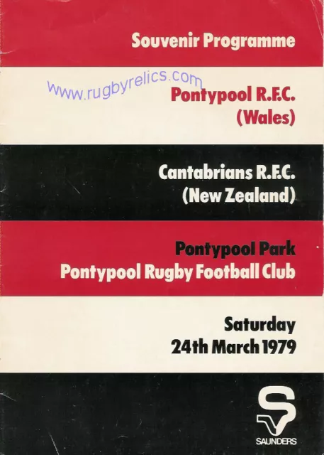 PONTYPOOL v CANTABRIANS 24 Mar 1979 RUGBY PROGRAMME