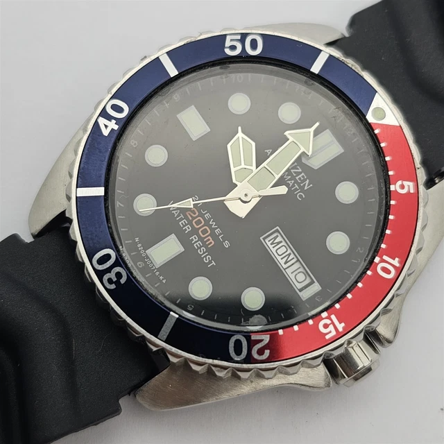 Citizen Gn-4-S Mens Ss Auto Day Date Ny2300 3121193 Eu Ship Serviced Pepsi Watch