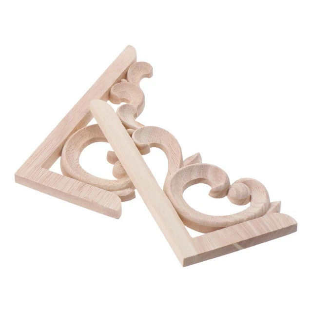 4 Moulures En Bois Sculpté FACULX - Décorations Angles Pour Meubles, Portes | Style Européen, Non Peintes