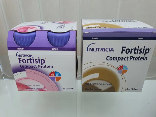 Nutricia Fortisip Compact Potein MOCHA & STRAWBERRY Flavour shakes Exp.07/2024