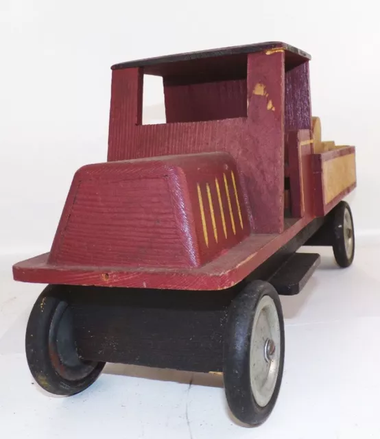 Antiguo Madera Camión Laster Camion Plataforma 1930 De Müller Dresden Juguetes