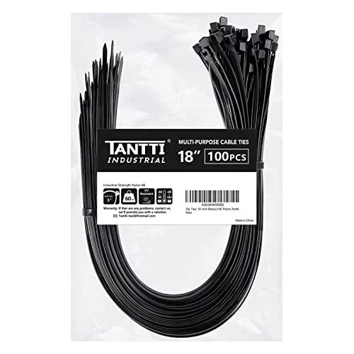Zip Ties 18 Inch (100 Pack) Black 60Lb Tensile Strength UV Resistant Cable Ti