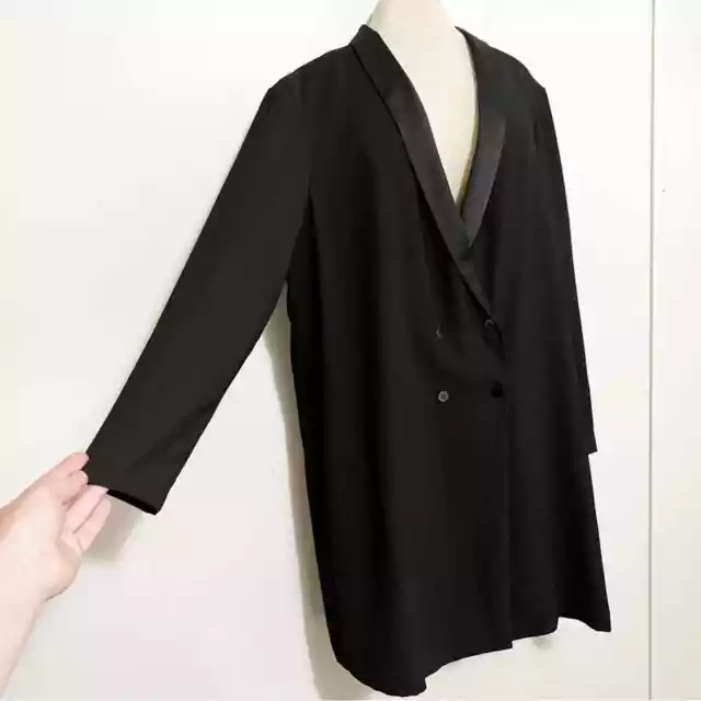 Topshop Satin Trim Black Blazer Dress 12 3