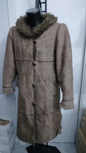Veste En Cuir De Mouton Shearling D'occasion - Taille 44 Marron - Vintage Pour Femme