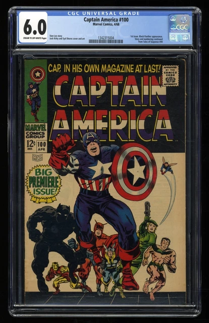 Captain America #100 CGC FN 6.0 1st Issue! Black Panther Appearance! Marvel 1968