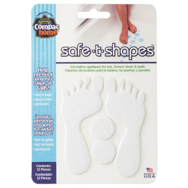 Compac Home Safe T Shapes Adhesive Non Slip Bath Appliques to Help Prevent Falls
