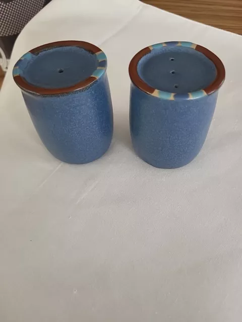 Dansk Mesa Sky Blue With A Hint Of Brown Stoneware Salt/ Pepper Shakers