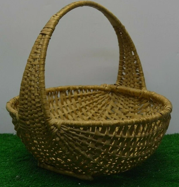Ancien Panier En Osier Corbeille Fruit Pain Marche Champignon Legume