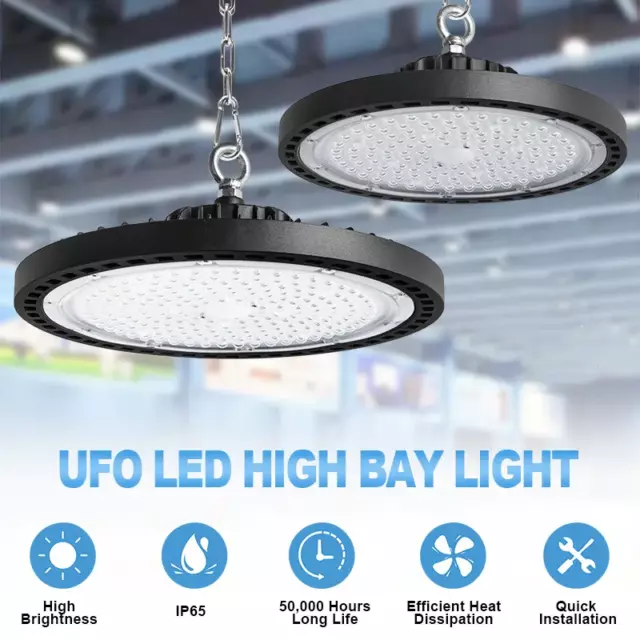 UFO LED High Bay Light Workshop Garage Lights Industrial Warehouse Lamp 500W UK