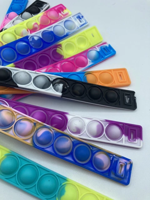 Lot of 25 Bulk NEW Popit Pop It Bracelets Multicolor Assorted Fidget Wrist Bands