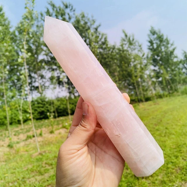 1.27LB Natural Rose Quartz Obelisk Point Crystal Reiki Tower Wand Healing Repair