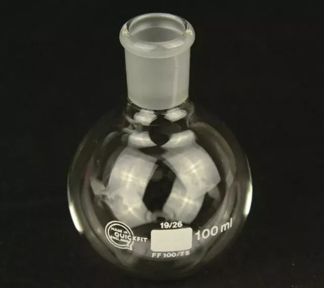 100ml Quickfit B34 Ground Neck Round Bottom Flask Borosilicate Glass Pyrex