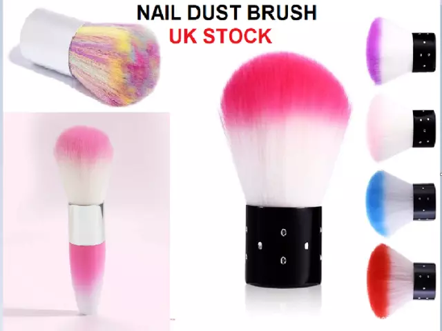 Large Nail Brush Nail Salon Brush Make Up Rainbow Gold Acrylic Fancy Soft Dust