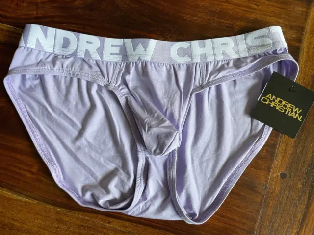 Mens Andrew Christian Underwear Gray Padded Enhancing Cup Briefs Medium