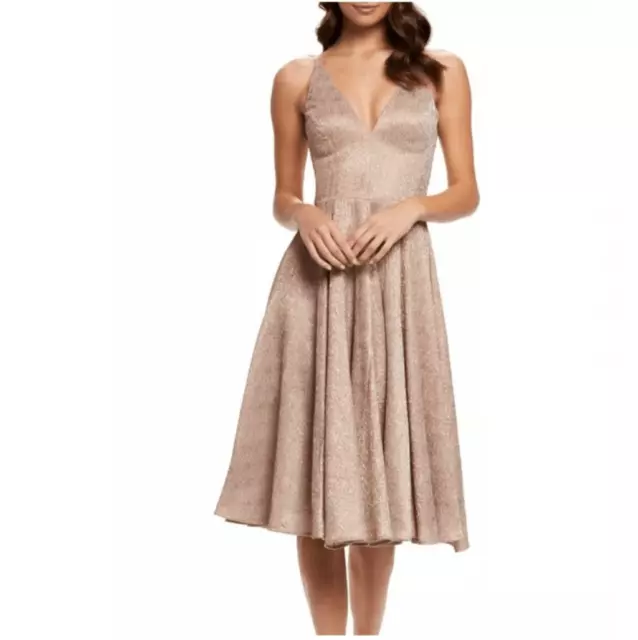 Dress The Population Delilah Midi Dress Rose Gold Size M