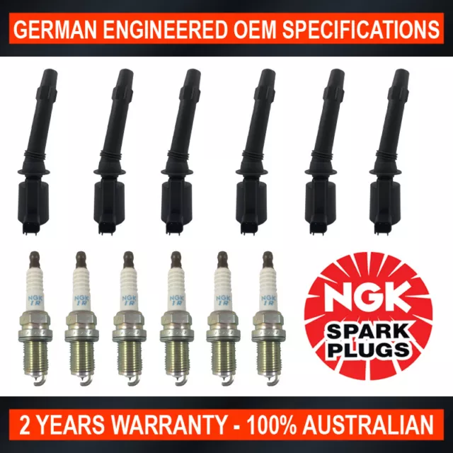 6x Genuine NGK Iridium Spark Plugs & 6x Ignition Coils for Ford Falcon BA XR6