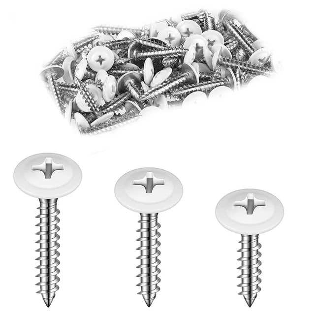 Fast, Self-Cutting, White Pan Cabinet Screws with Truss Head Scope6089
