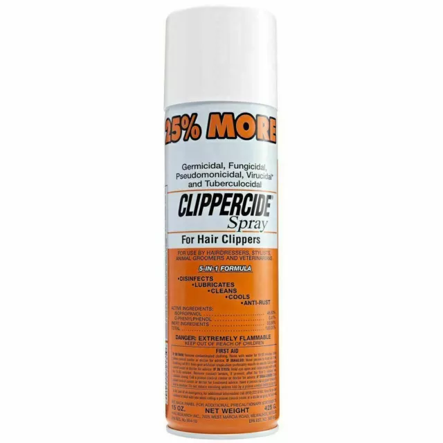 Clippercide Spray For Hair Clippers 5 in 1 Formula 15 Oz " 25% extra free "