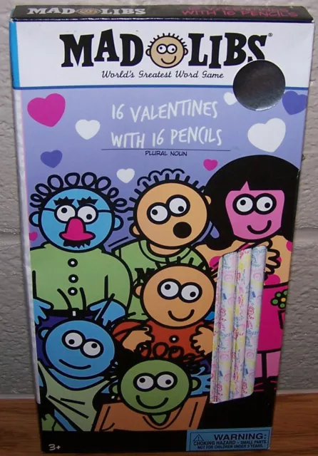 Valentines Day Exchange Cards (Box of 16) Mad Libs with Pencils