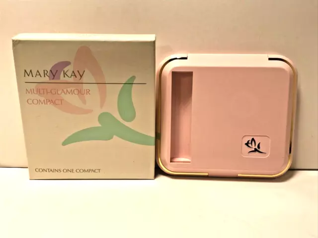 VTG MARY KAY Multi-Glamour Pink Make-up Compact w/ Mirror Makeup Holder 