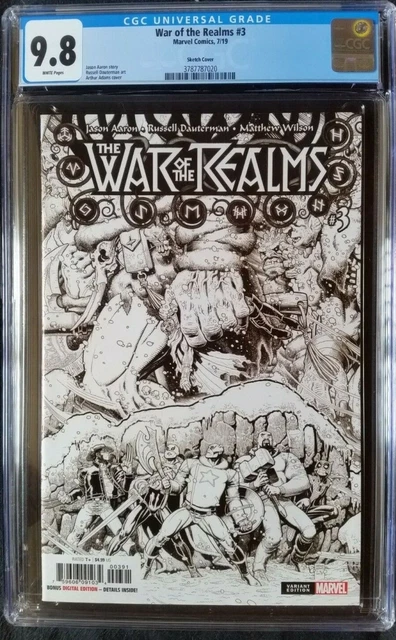 War of the Realms (2019 Marvel) #3 Adams B&W Variant CGC 9.8 1:200