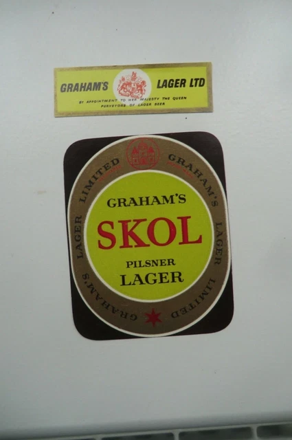 Mint Graham's Skol Pilsner Lager & Strap Brewery Beer Bottle Label