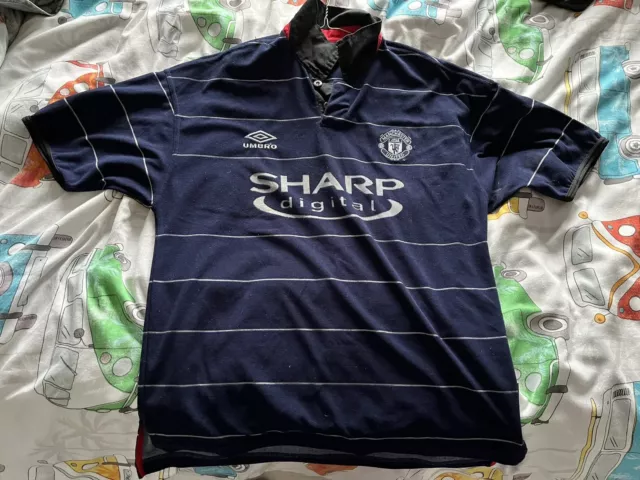 MANCHESTER UNITED JERSEY 99 00 vintage Sharp Blue Umbro Size M