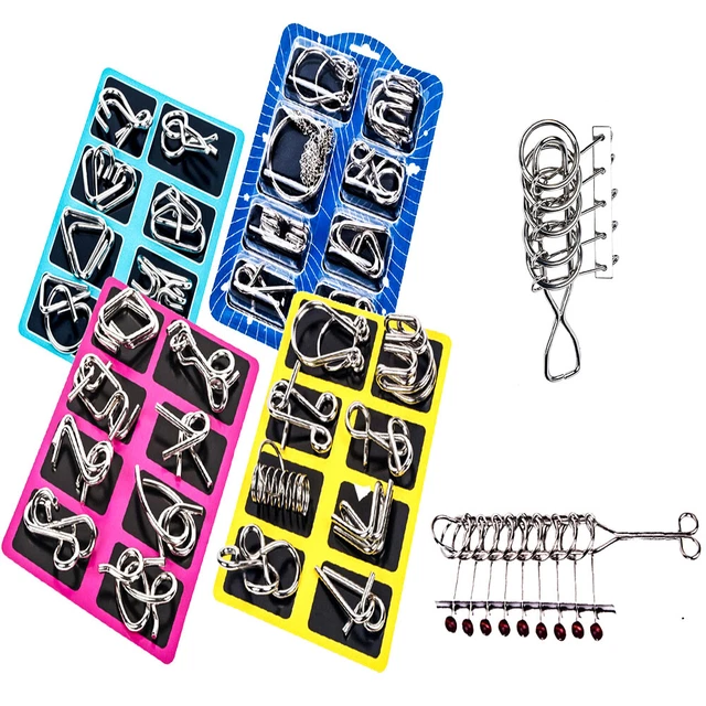 8Pcs/Set Metal Puzzle Wire IQ Mind Brain Teaser Adult Interactive Game Magic Toy