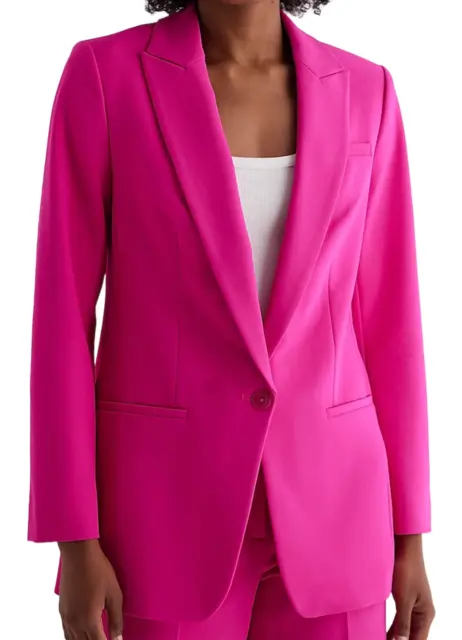 New Express Neon Berry Pink Editor One Button Boyfriend Blazer Jacket Small