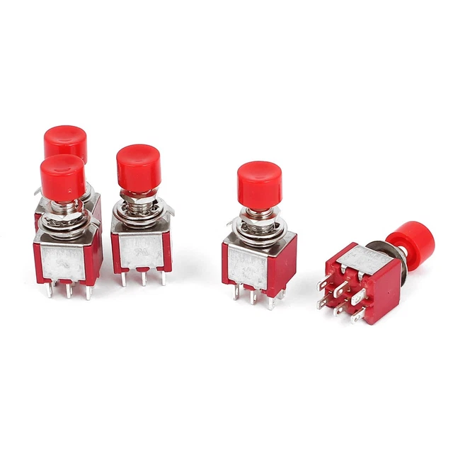 Sourcingmap - Interruttore a pulsante DPDT 6 pin 1 posizione autobloccante