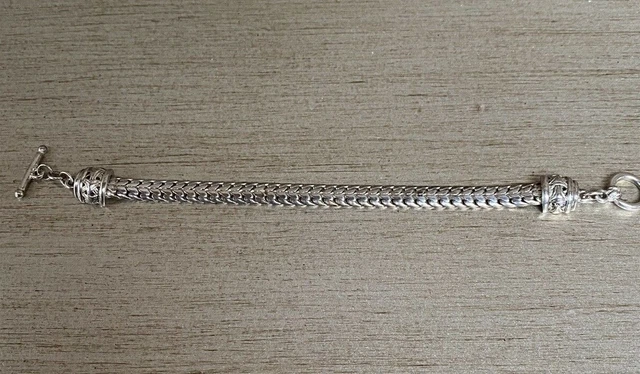 Vintage Oscar de la Renta Silver Tone Toggle Bracelet 7.5"