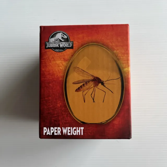 Jurassic Park Mosquito in Amber Resin Paper Weight Measures 3 Inches Tall