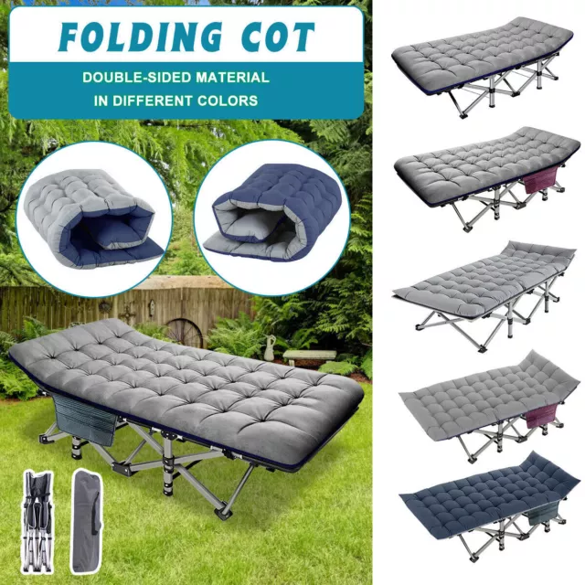 NAIZEA Folding Camping Cot Bed 1200D 2-Layer Oxford Cots for Camp Office Use