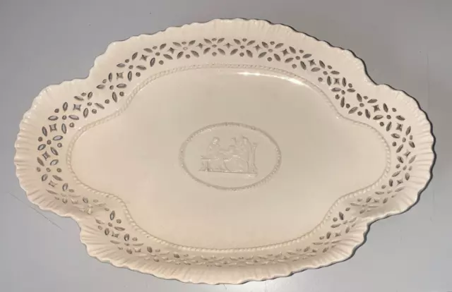 Antique Wedgwood Creamware Pottery Oval Fluted Bowl 19th century Neoclassical