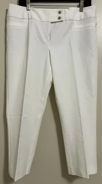 Alfani Women's Capri Pants White Straight Leg Cotton Stretch Size 12