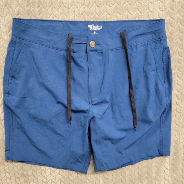Mr. Swim Trunks Hybrid Shorts Mens Size 36 Blue Flat Front Lightweight Polyester