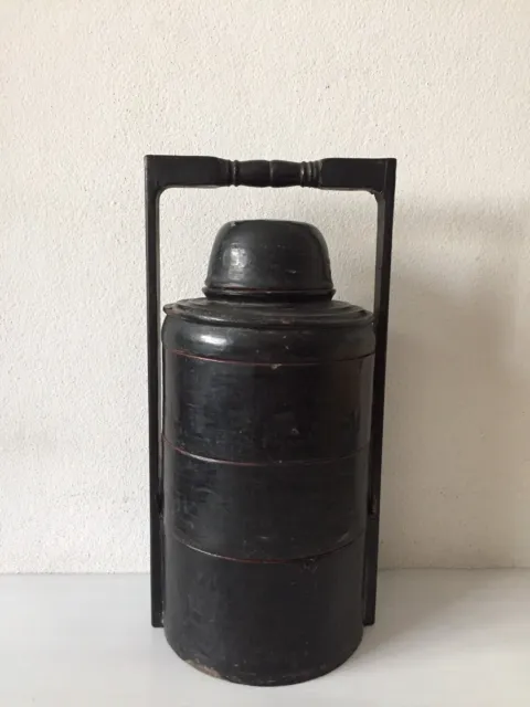 Antique Burmese lacquer lunch box storage