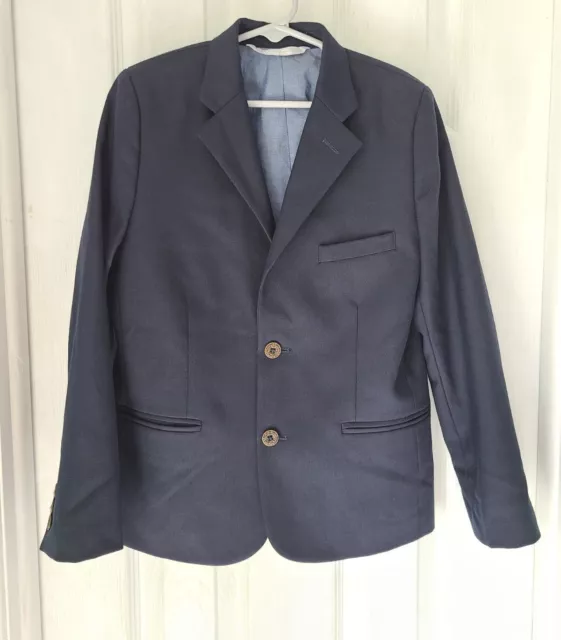 Nordstrom Boys Navy Blue Blazer Jacket 45% Wool Fully Lined Sz 8 School Uniform