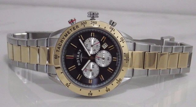Rotary men's two tone steel hotsell bracelet chronograph watch