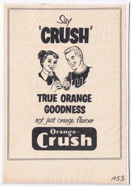 Vintage Print Ad 1953 Orange Crush  5 1/2" x 3 3/4
